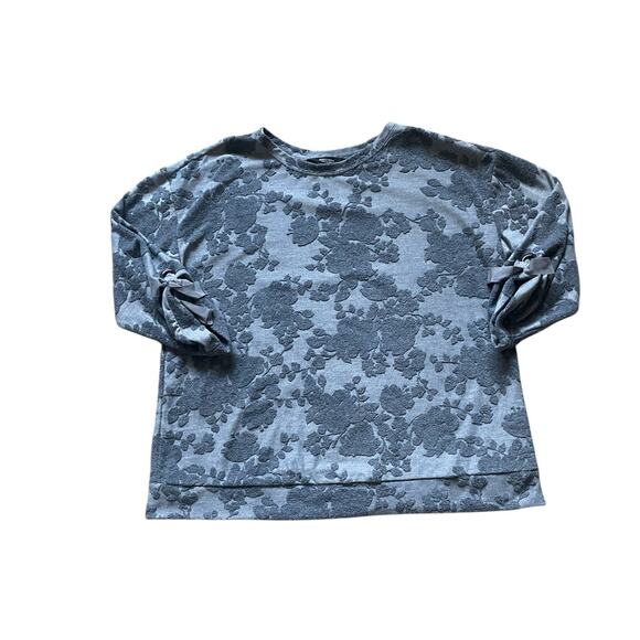 Simply Vera Wang Womens/Teen Grey Textured Floral 3/4 Sleeve Blouse Size XL - Picture 1 of 7